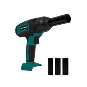 Cheie de impact VONROC IW502DC, compatibil cu acumulatori 20V, 4 setari cuplu, cuplu max. 400Nm, turatie max. 2300rpm, rata impact max. 3000/min, 4 tubulare incluse, fara...