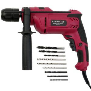 Masina de gaurit cu percutie (bormasina) Steinhaus PRO-ID900, 900W, 3000 RPM, mandrina rapida 13 mm, 9 burghie incluse