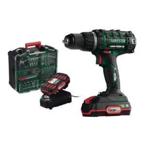 Masina de gaurit Parkside 20 V cu 2 acumulatori incarcator si accesorii