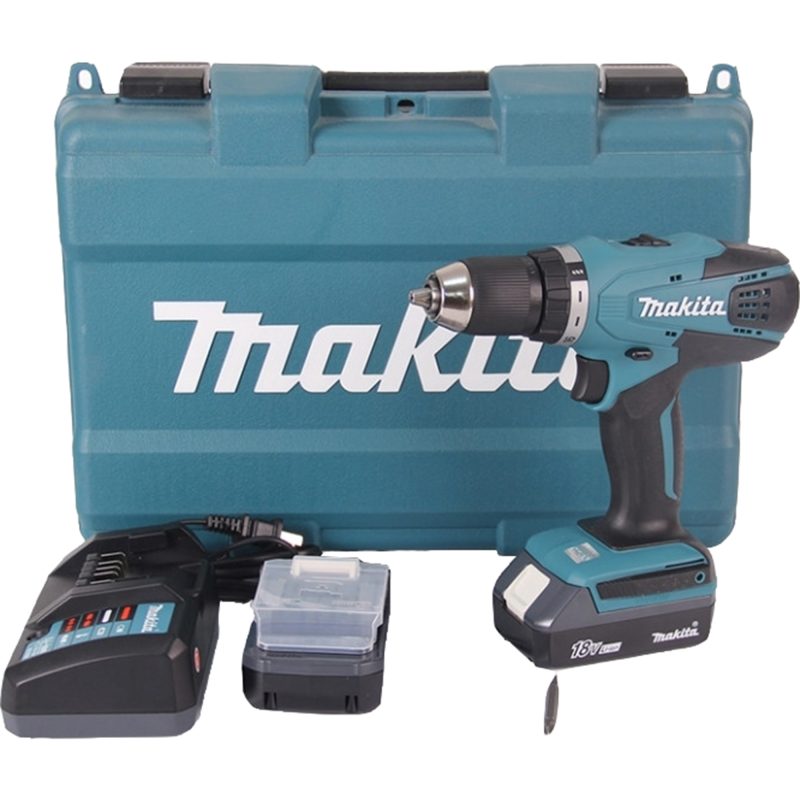 Masina de gaurit si insuburat Makita DF457DWE, 18V, 2 acumulatori li-ion, 1.5 Ah, 42 nm+ 2 seturi biti