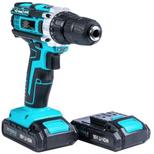 Masina de gaurit si insurubat (bormasina) cu 2 acumulatori Detoolz DZ-SE128, 18 V, 1450 RPM, 10 mm mandrina, accesorii incluse