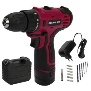 Masina de gaurit si insurubat (bormasina) cu acumulator 10.8V 1.3Ah Li-Ion Steinhaus, PRO-CD108X, 25Nm, 2 trepte 350/1300 RPM, mandrina rapida 10mm, 13 accesorii, cutie plastic