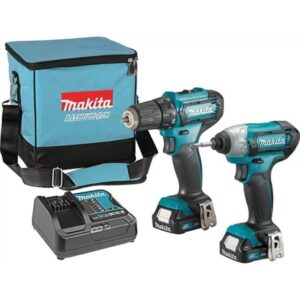 Set 2 scule Masina de gaurit si insurubat si Masina de insurubat cu impact CLX224SA Makita Max 110Nm 12V 2Ah Compact eXtreme Technology cu 2 acumulatori Li-Ion + Incarcator +...