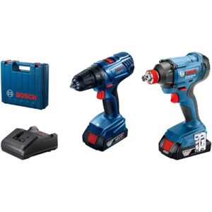 Set Bosch Professional pe acumulator masina de gaurit si insurubat (bormasina) GSR 180-LI, 18 V, 1900 RPM + masina de insurubat cu impact GDX 180-LI, 18 V, 2800 RPM, 3600...