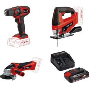 Set Einhell masina de gaurit si insurubat (bormasina) pe acumulator PXC TC-CD 18/35 + ferastrau pendular pe acumulator PXC TC-JS 18 + polizor unghiular pe acumulator PXC TC-AG...
