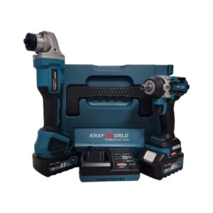 Set KraftWorld cu masina de impact 850 Nm 2800 bpm si polizor unghiular 125 mm 8500 rpm M14, 2 acumulatori Li-Ion, 36 V, 8 Ah, cutie pentru depozitare si transport, incarcator,...