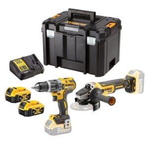 Set masina de gaurit si insurubat, polizor unghiular, cu 2 acumulatori, incarcator, Dewalt