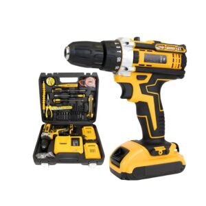 Trusa Autofiletanta cu Percutie, eSimplu®, 2 Acumulatori 36 V, 30 Accesorii Incluse, 8.0 Ah, 500W, Statie Incarcare, Cutie de Transport, Galben